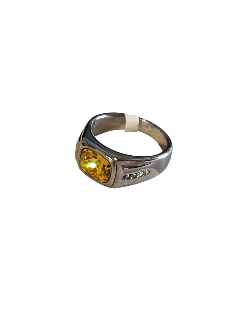 New Stainless Steel Ring With Yellow Cubic Zirconia Size 12 - Picture 2 of 5